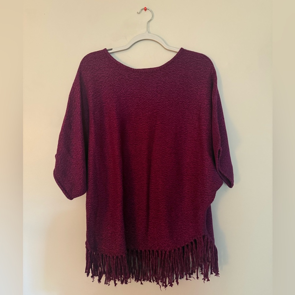 NY Collection Fringe Sweater